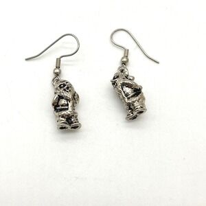 Santa Claus Christmas Earrings Silver Tone‎ Dangle Drop Holiday Jewelry